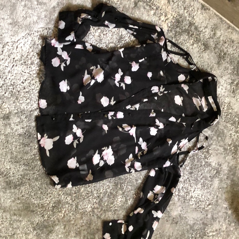 Sheer floral cut-out top